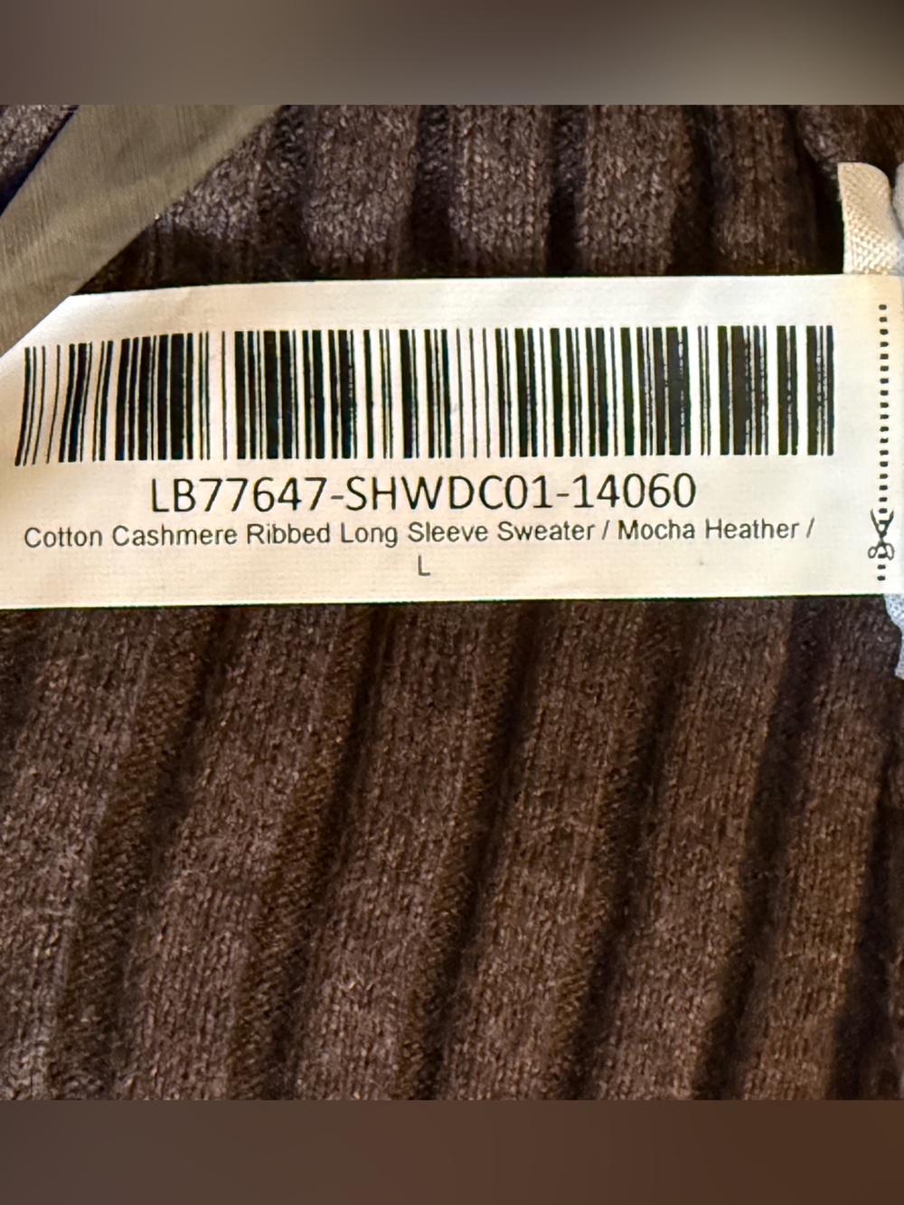 Quince Cotton Cashmere Ribbed Long Sleeve Sweater Mocha Heather Women’s Size L - Picture 6 of 7